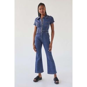 Urban Outfitters Denim Coverall Jumpsuit Button Front Short Sleeve